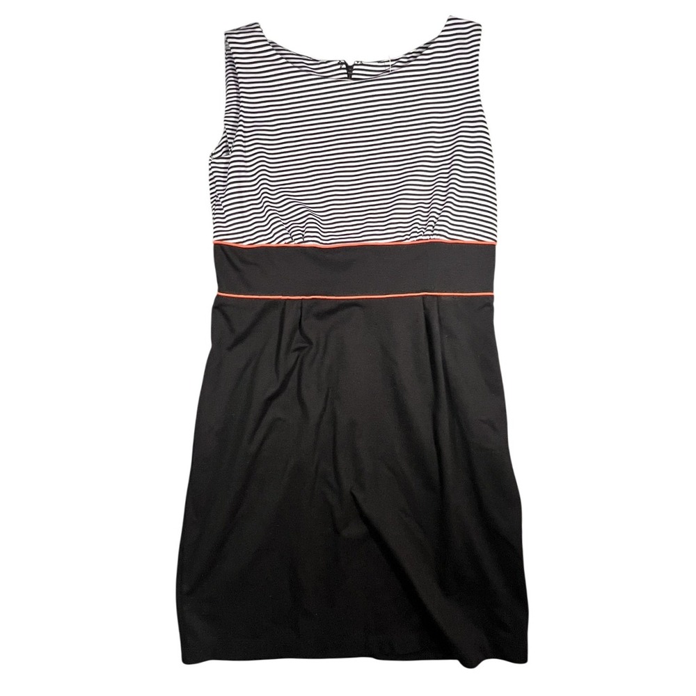 Perceptions New York Women's Black & White Striped Sleeveless Knee-Length Dress